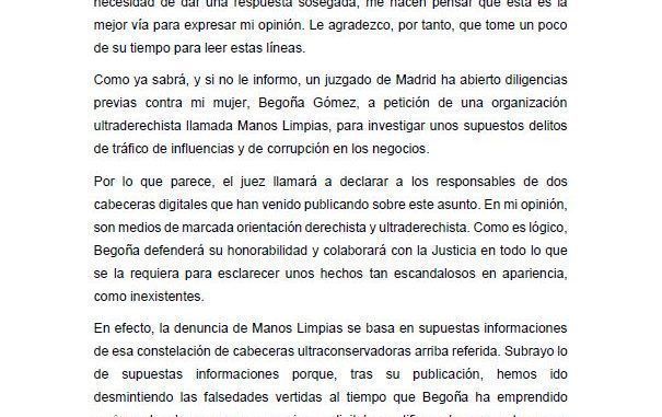 Carta íntegra del Presidente Pedro Sánchez a los españoles
