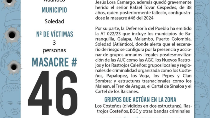 Masacre número 46 en Colombia