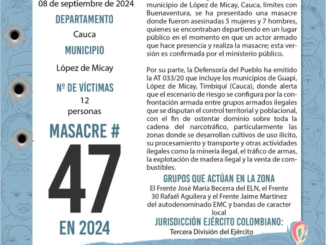 Masacre 47 de 2024 en Colombia donde fueron asesinadas 5 mujeres y 7 hombres