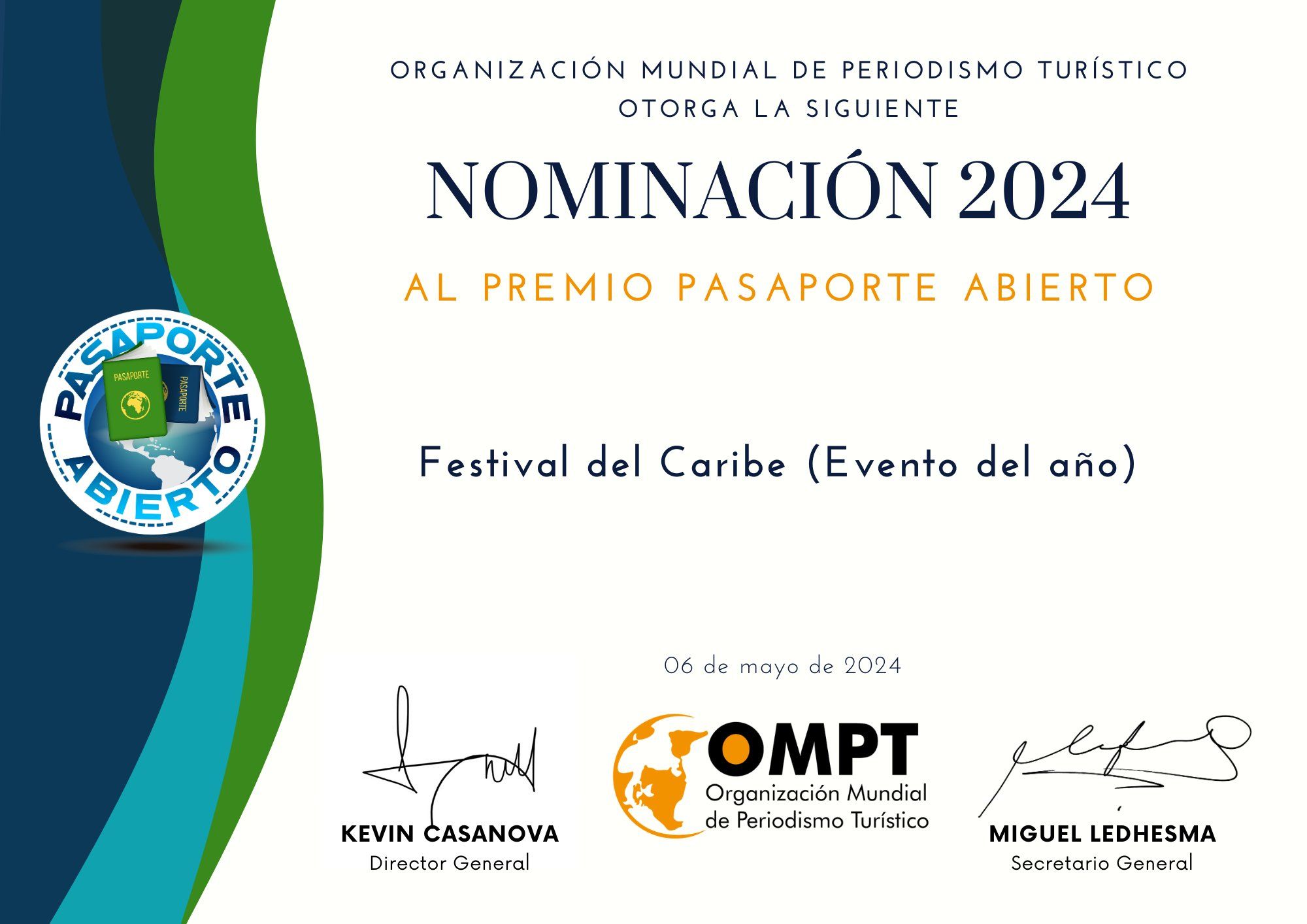 Festival del Caribe obtiene el Premio Internacional Pasaporte Abierto 2024 en la categoría "Evento del año" en Periodismo Turístico 11