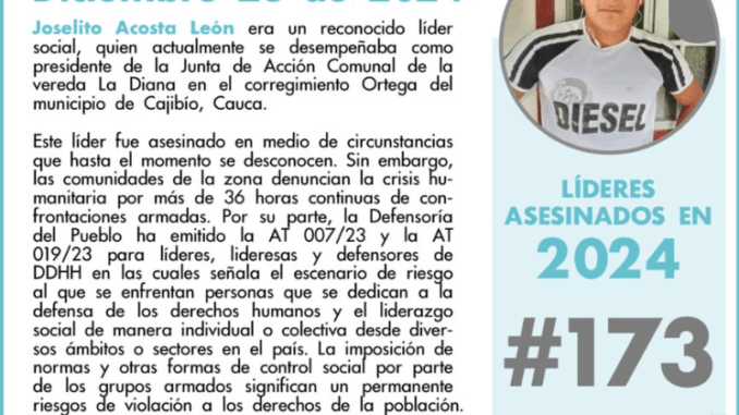 En Colombia los asesinos no descansan en Navidad