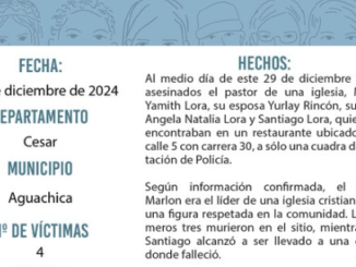 Y en Colombia siguen las masacres el día 29 de diciembre